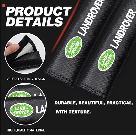 Land Rover car seat belt covers set of 2 Black NWT - Picture 2 of 7